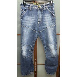 G-Star Raw Elwood 96 Vintage Mens 36 X 32 Horseshoe Twisted Leg Blue Denim Jeans